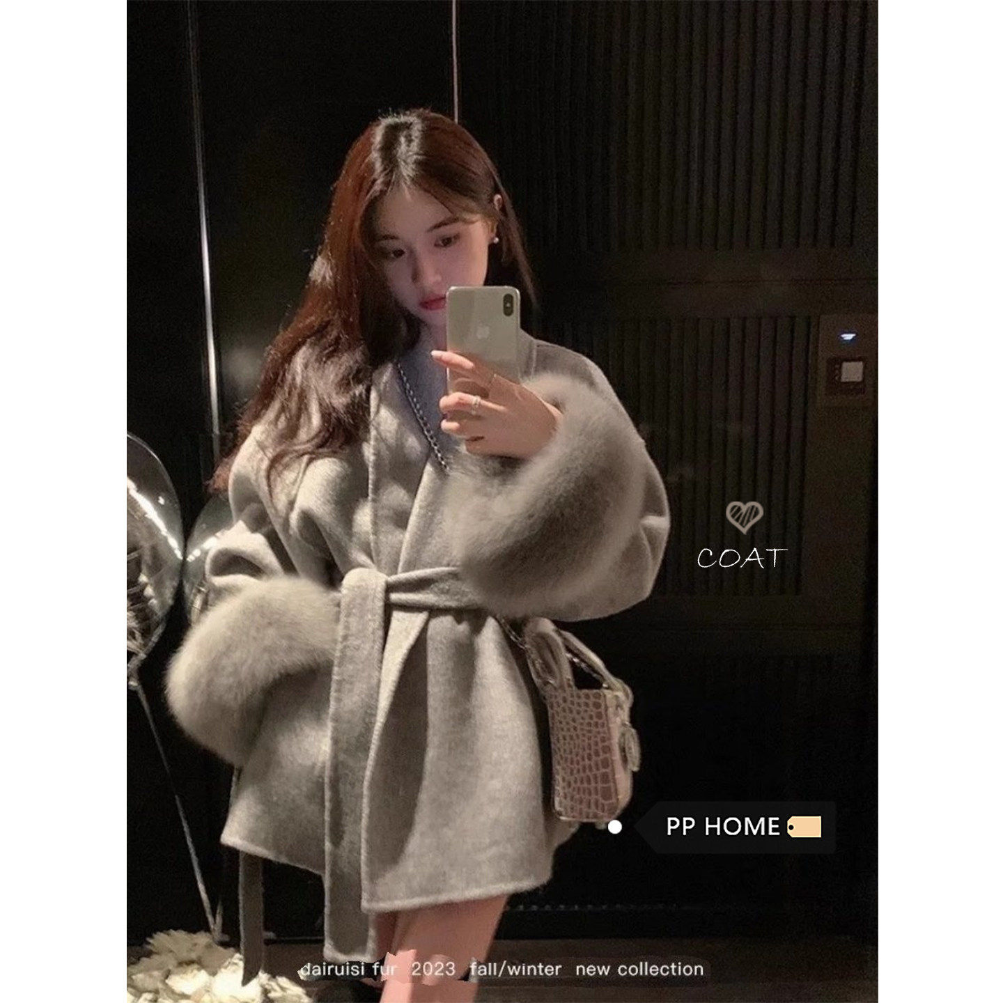 日本offcat富家千金风灰色短款毛呢外套女秋冬气质收腰系带小个子,女装/女士精品,毛呢外套,淘宝优惠券,粉丝福利购,淘宝优惠卷