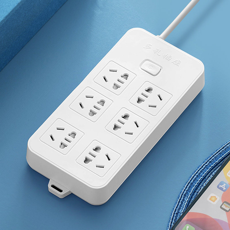 白色插排圆孔插线板带USB