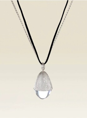 跨境亚马逊专供欧美高端白水晶松果项链高级毛衣链套装2025年新款