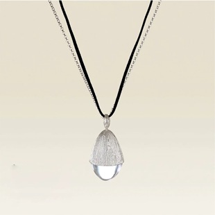 跨境亚马逊专供欧美高端白水晶松果项链高级毛衣链套装2025年新款