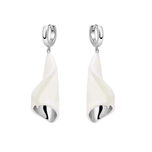 亚马逊跨境专供白珐琅马蹄莲回旋耳环时尚气质小众设计耳钉耳饰女