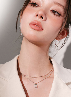 亚马逊跨境专供项链爆款高级mini艺术框双层百搭锁骨链配饰毛衣链