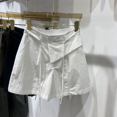 高腰显瘦绑带阔腿工装五分裤女