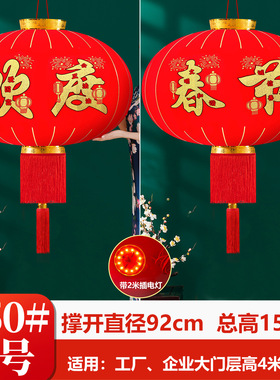欢度佳节大红灯笼元旦2026新年春节户外大门口一对绒布红灯笼吊灯
