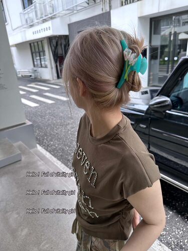 抓夹醋酸简约花朵鲨鱼夹