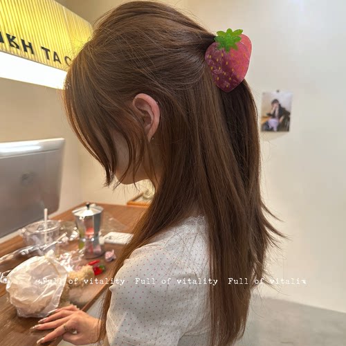 韩版甜美醋酸草莓鲨鱼夹