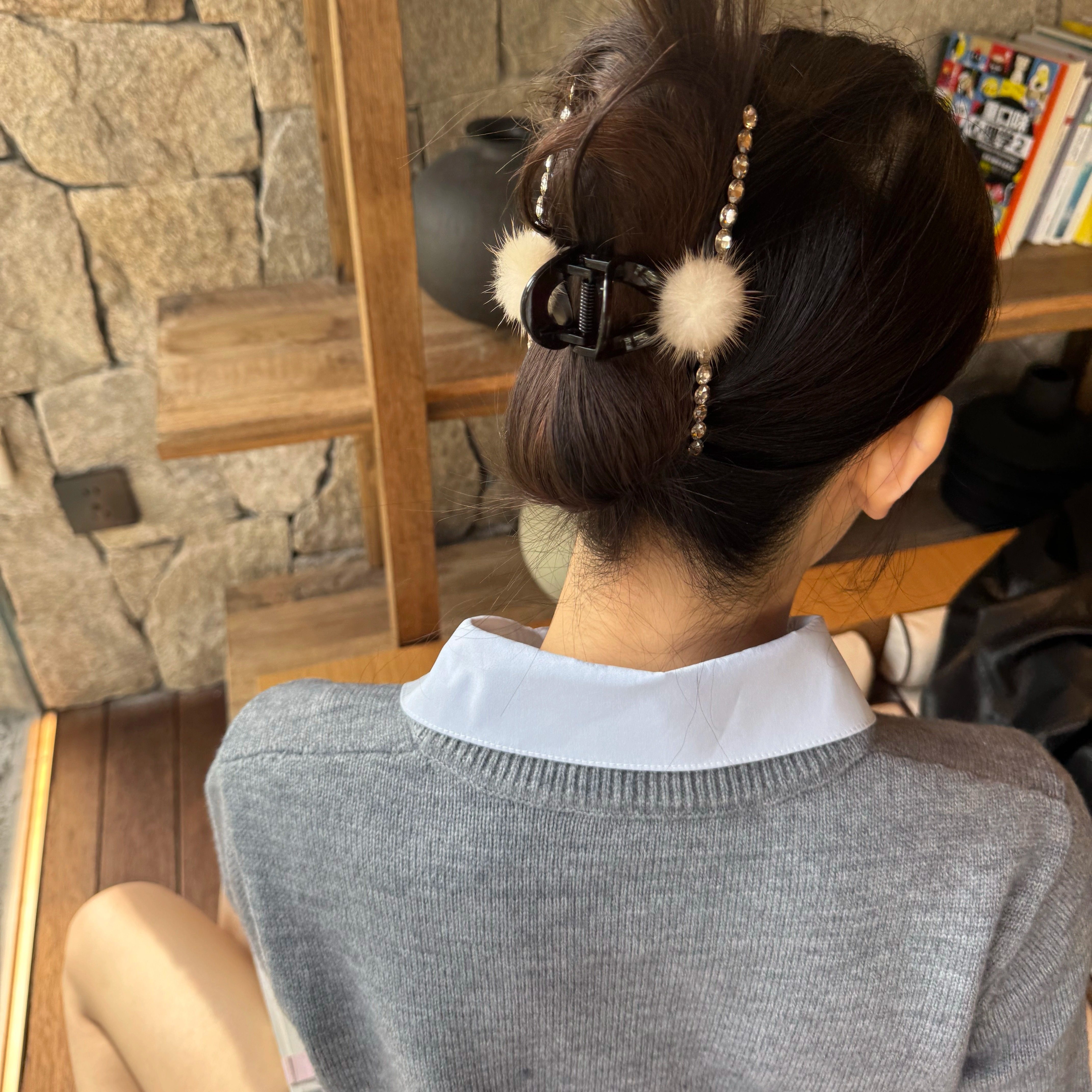 一见倾心~韩国秋冬水钻毛球抓夹女气质盘发夹大号后脑勺鲨鱼夹,饰品/流行首饰/时尚饰品新,发饰,淘宝优惠券,粉丝福利购,淘宝优惠卷