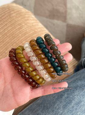 日常百搭bi备款~简约百搭电话线发圈高马尾无痕发绳网红发饰女