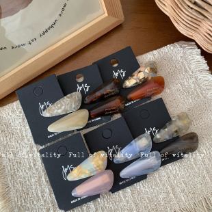 一对装 边夹侧边鸭嘴夹高级感气质小号发夹头饰 醋酸水滴发夹新款