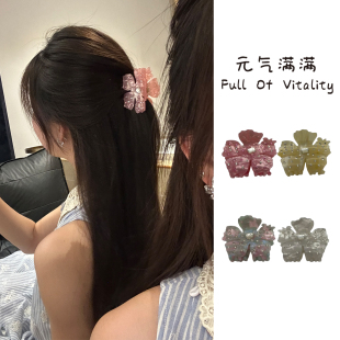 元 气满满韩系醋酸简约百抓夹夹ins风丁香花水钻鲨鱼夹2026新款