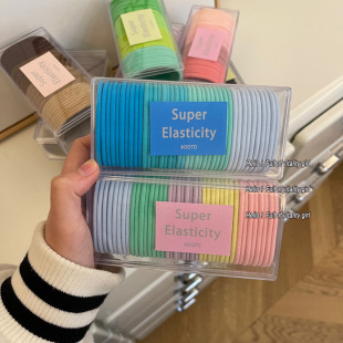 一盒装 糖果色发圈橡皮筋扎马尾高弹力发绳简约百搭彩色基础发饰