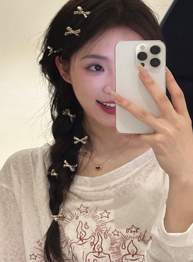 甜酷蝴蝶结金属小号发夹女侧边耳夹前额无痕刘海碎发夹子发卡发饰