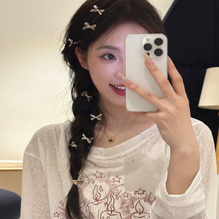 甜酷蝴蝶结金属小号发夹女侧边耳夹前额无痕刘海碎发夹子发卡发饰