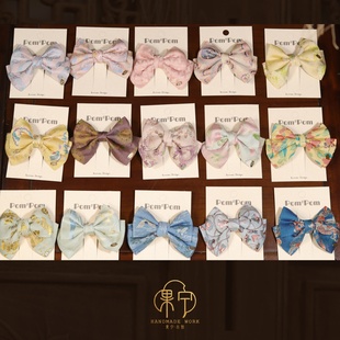 小号双层蝴蝶结发夹女生头饰新中式钱小萍/苏地锦罗/姑胥宋锦