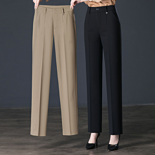 2025新款春秋中年妈妈裤子中老年女裤高腰直筒夏季薄款休闲西装裤