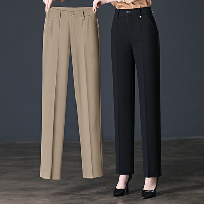 2025新款高腰直筒妈妈休闲西装裤