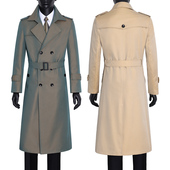 外套时尚 潮流帅气变色超长战壕风衣修身 大衣6464 春秋过膝长款 男装