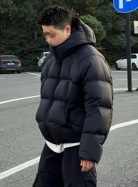 XDZZ二狗25ss冬季男女款连帽纯色高绒量厚款90白鸭绒羽绒服DS977