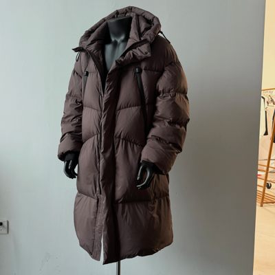 90白鸭绒连帽中长款加厚羽绒服男士宽松高级感冬季保暖外套