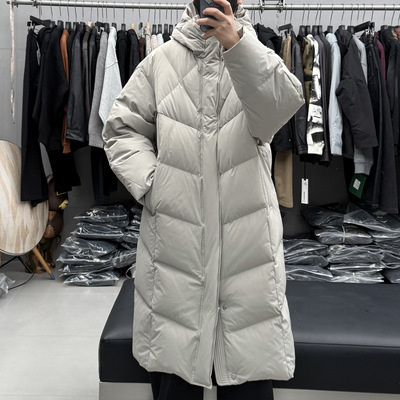 【90白鹅绒】中长款过膝连帽羽绒服男冬季高充绒加厚保暖极寒风衣