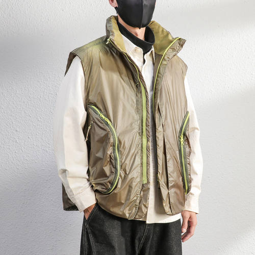 机能风羽绒马甲男士2025冬季保暖工装羽绒背心男坎肩外套