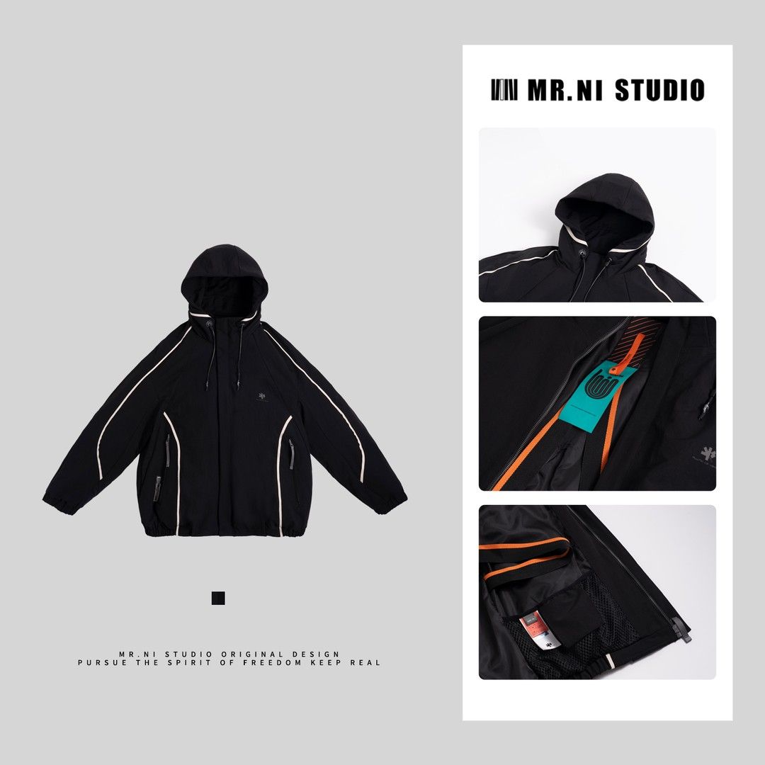 易麦正品90白鸭绒线条美学软壳三防户外冲锋衣羽绒服外套男