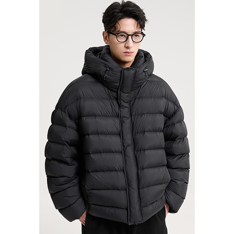 连帽排骨90鹅绒羽绒服男士2025冬季新款90绒子加厚保暖外套