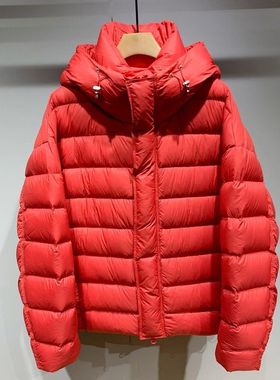 冬季新年红色面包服连帽90鹅绒羽绒服男宽松大码痞帅羽绒衣外套男