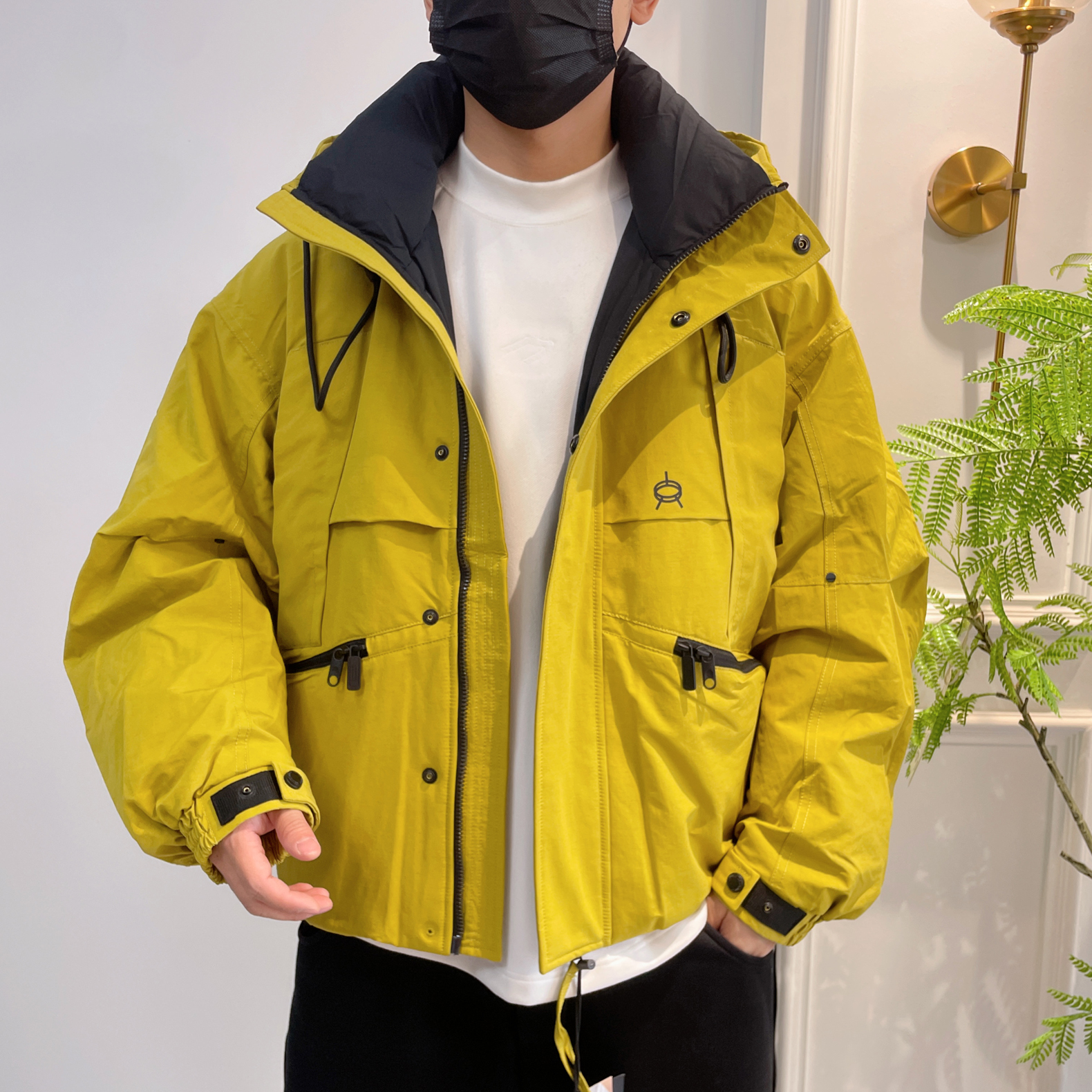 易麦25冬季男士工装风潮牌拉链大口袋连帽90白鸭绒羽绒服休闲外套