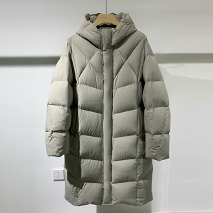 极寒高充绒量排骨中长款过膝90白鹅绒羽绒服男冬季加厚连帽面包服