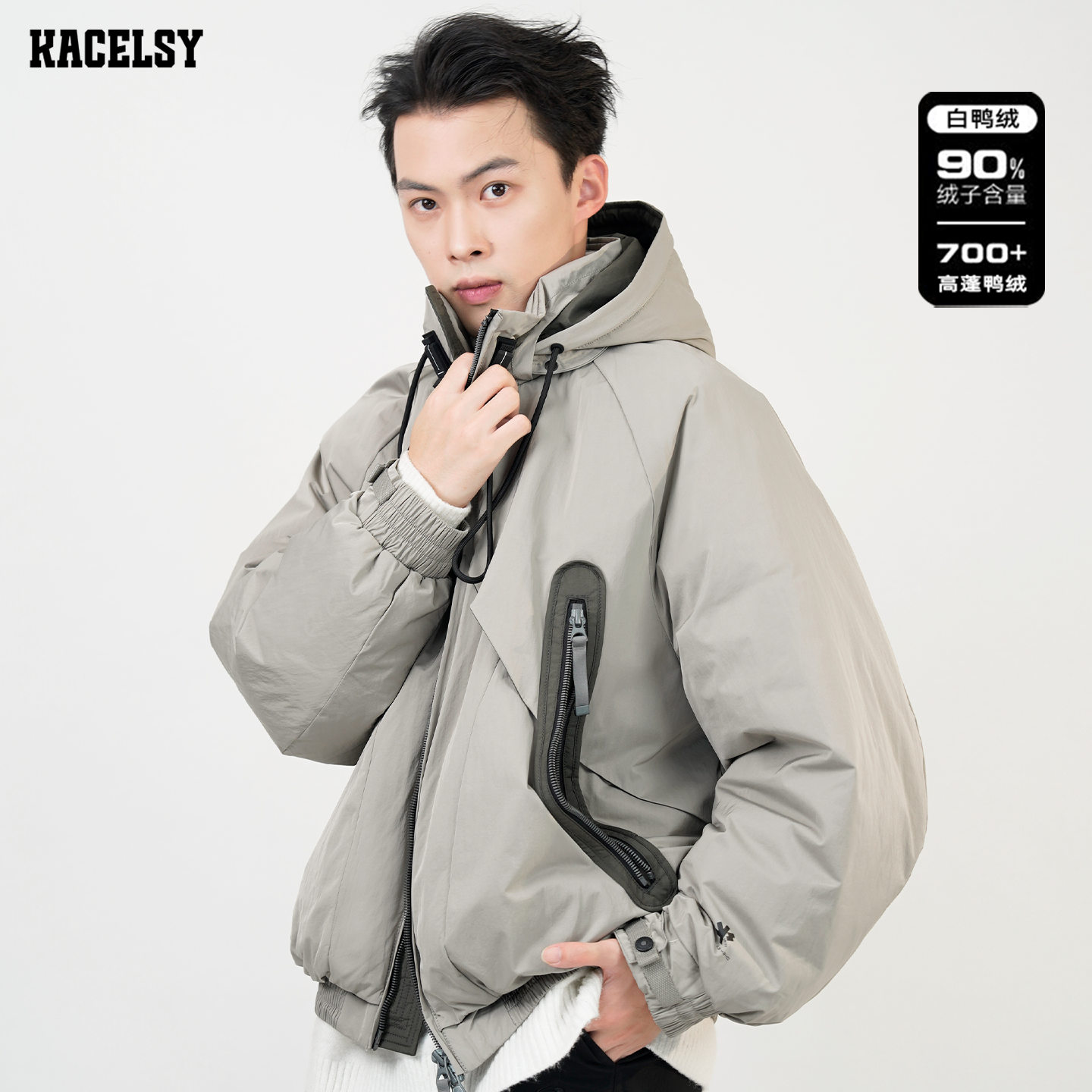 加厚三防冲锋衣款羽绒服男设计感白鸭绒连帽2025新款保暖外套男士