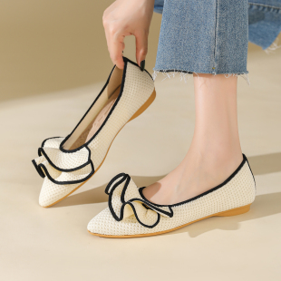 王妃鞋 飞编针织软底鞋 圆头平蛋卷女士软底减震透气单鞋 夏秋新款