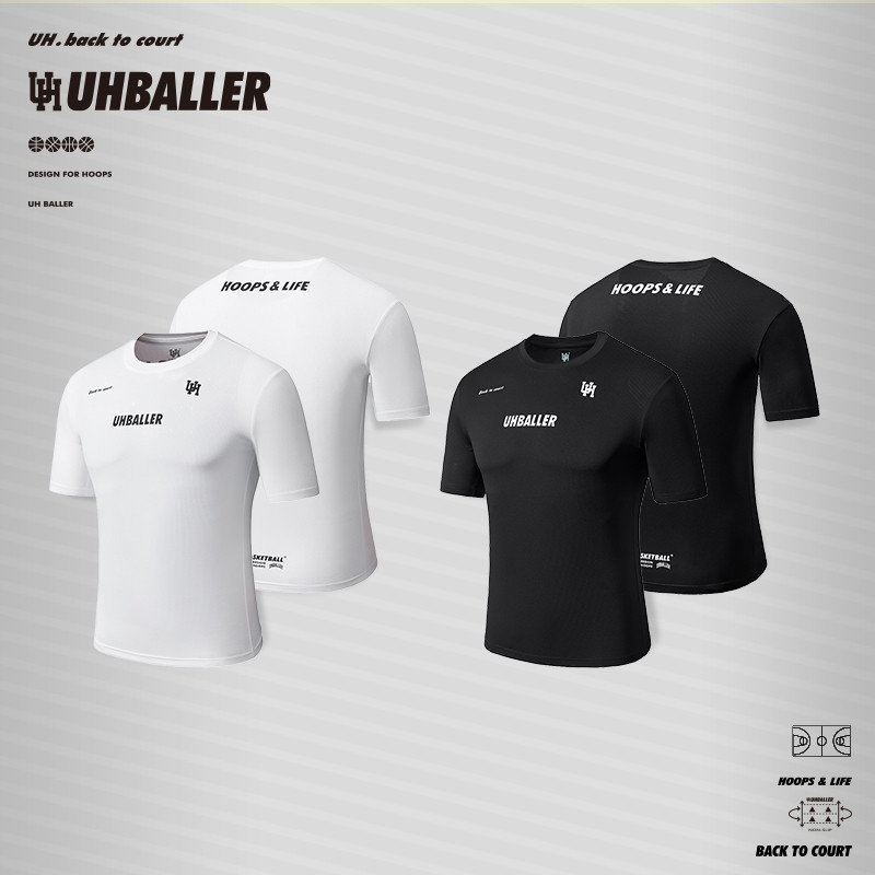 UH紧身短袖男PE版篮球比赛训练内搭压缩衣t恤透气速干锻炼健身衣