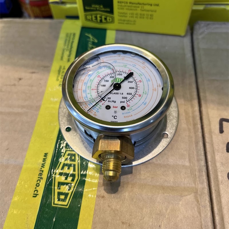 原装全新REFCO威科立式冷媒压力油表不锈钢防震MR-206/MR306-DS