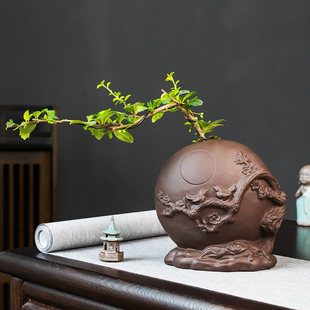 喜鹊报春紫砂创意盆景花盆山水家用六月雪文竹老桩客厅办公室特价