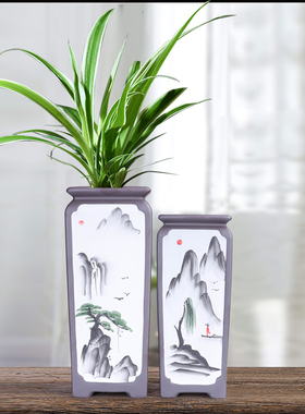 简约紫砂花盆陶瓷紫砂