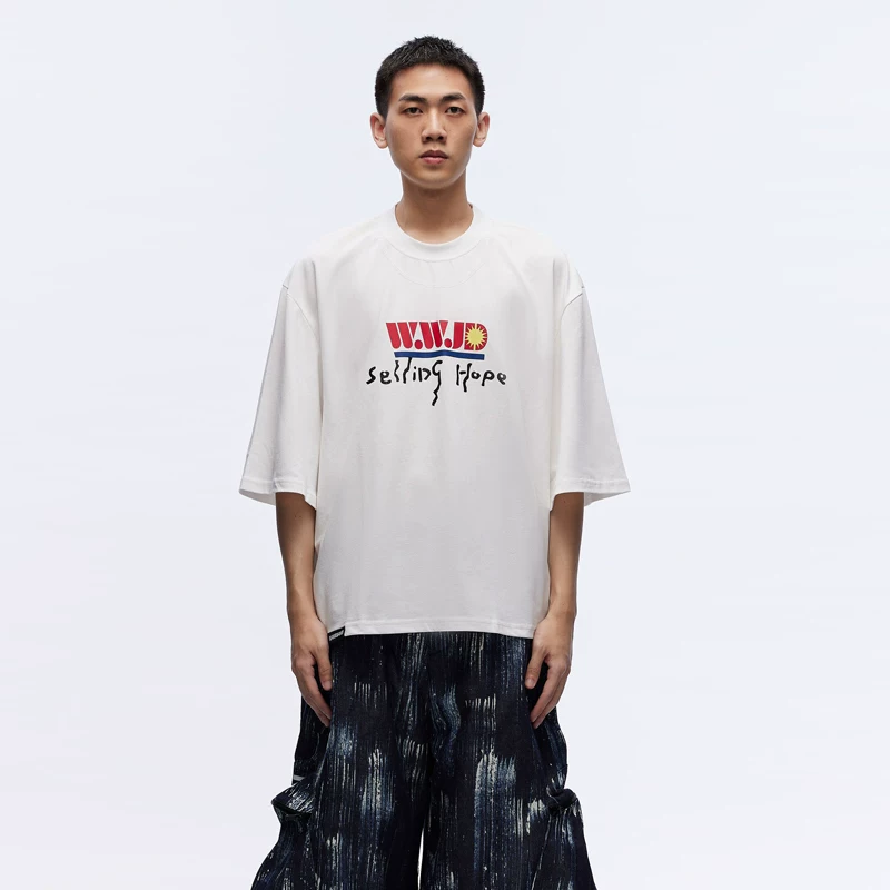 现货NAMESAKE MAYO OVERSIZE COURTSIDE TEE WWJD WHITE宽松T恤男