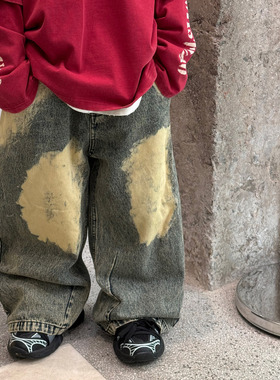 貌貌妈家20265秋季新款男童复古美式牛仔长裤儿童设计感牛仔裤潮