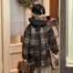 貌貌妈家儿童外套新款 呢子大衣宝宝格子加绒棉服 男女中长款