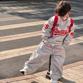 貌貌妈家2025秋新款 儿童2件套洋气 风机车套装 韩版 男女童字母工装