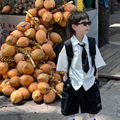 儿童上衣潮 男女童休闲百搭学院风白衬衫 貌貌妈家2026春夏新款 韩版