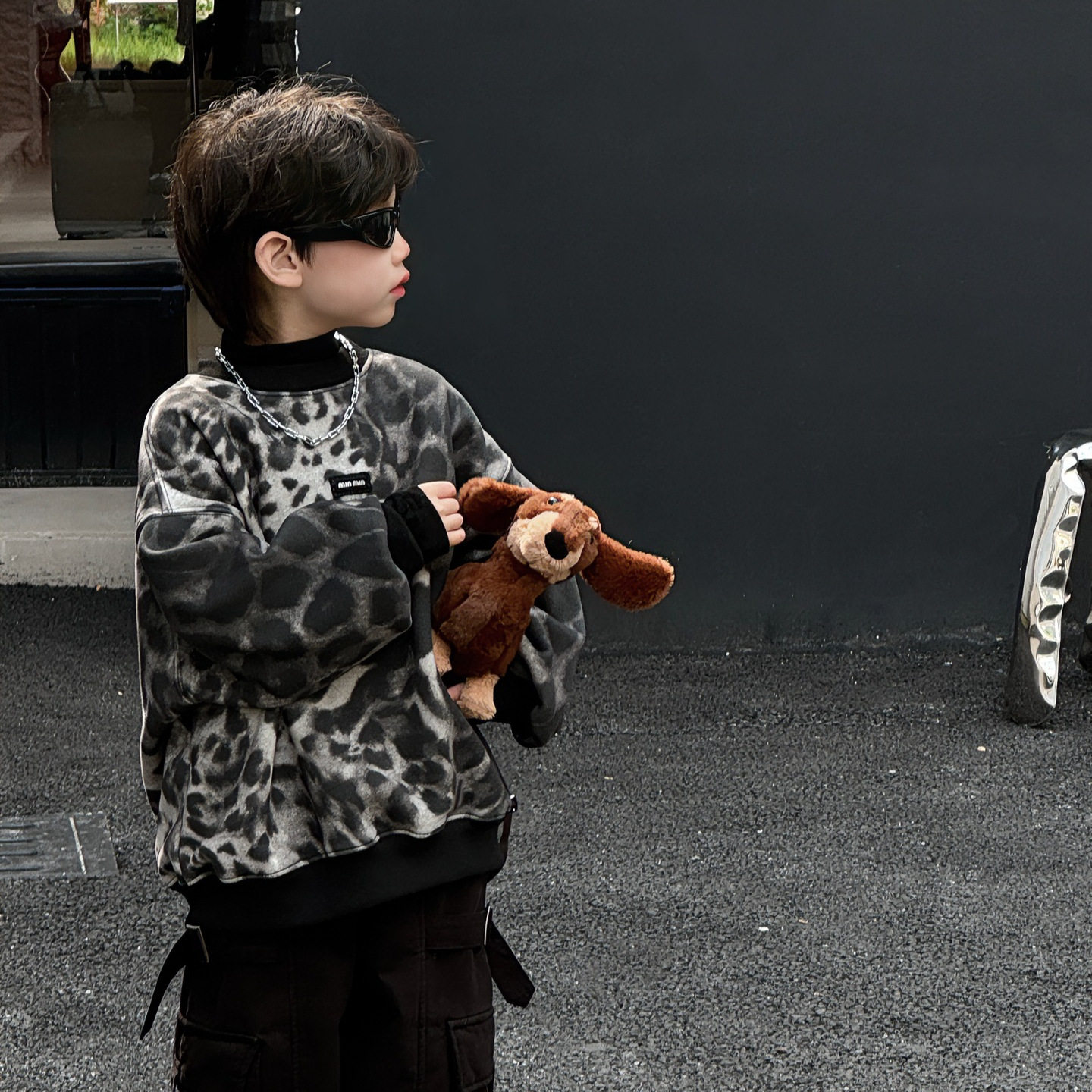 2025春季韩版男女童T恤美式豹纹