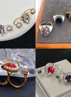 vintage麦家亮钻异形戒指珍珠