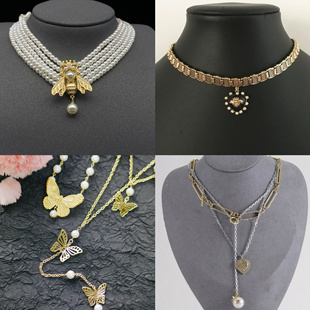 2025新款马卡龙项链多层蝴蝶珍珠项链手链chocker项圈链蜜蜂锁骨
