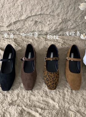 温柔淑女风玛丽珍鞋女2024早秋新款绒面日常休闲简约百搭时装单鞋