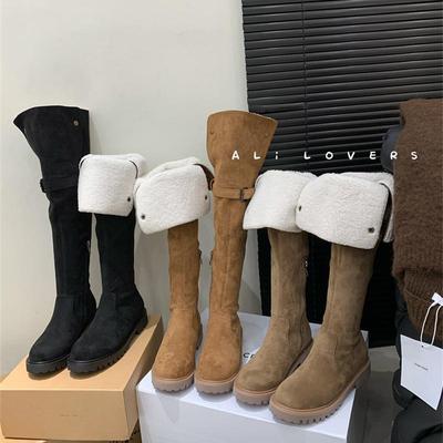 皮毛一体加绒秋冬保暖新款瘦瘦靴