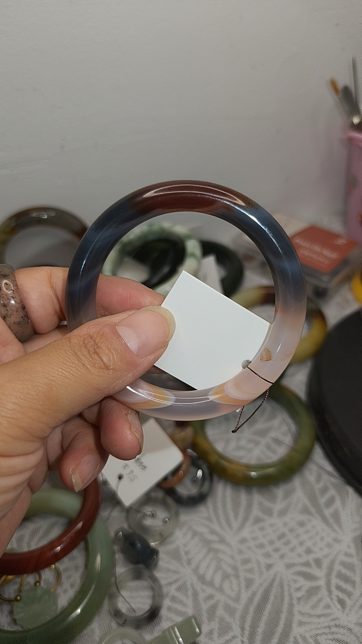 6缠丝玛瑙意境风景镯日出顶头红手镯54口