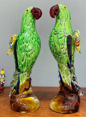 淄博琉璃绿色大鹦鹉摆件