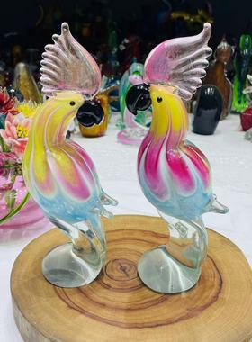 淄博高端手工琉璃彩虹鹦鹉摆件