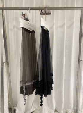 UNTime2026春季新款高腰显瘦叠穿宽松休闲网纱半身裙女中长款伞裙